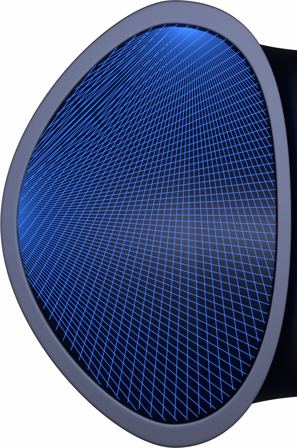 Poloidal cross-section of a fusion vessel with two crossing MELBA camera fans weaving a fine mesh of sight lines